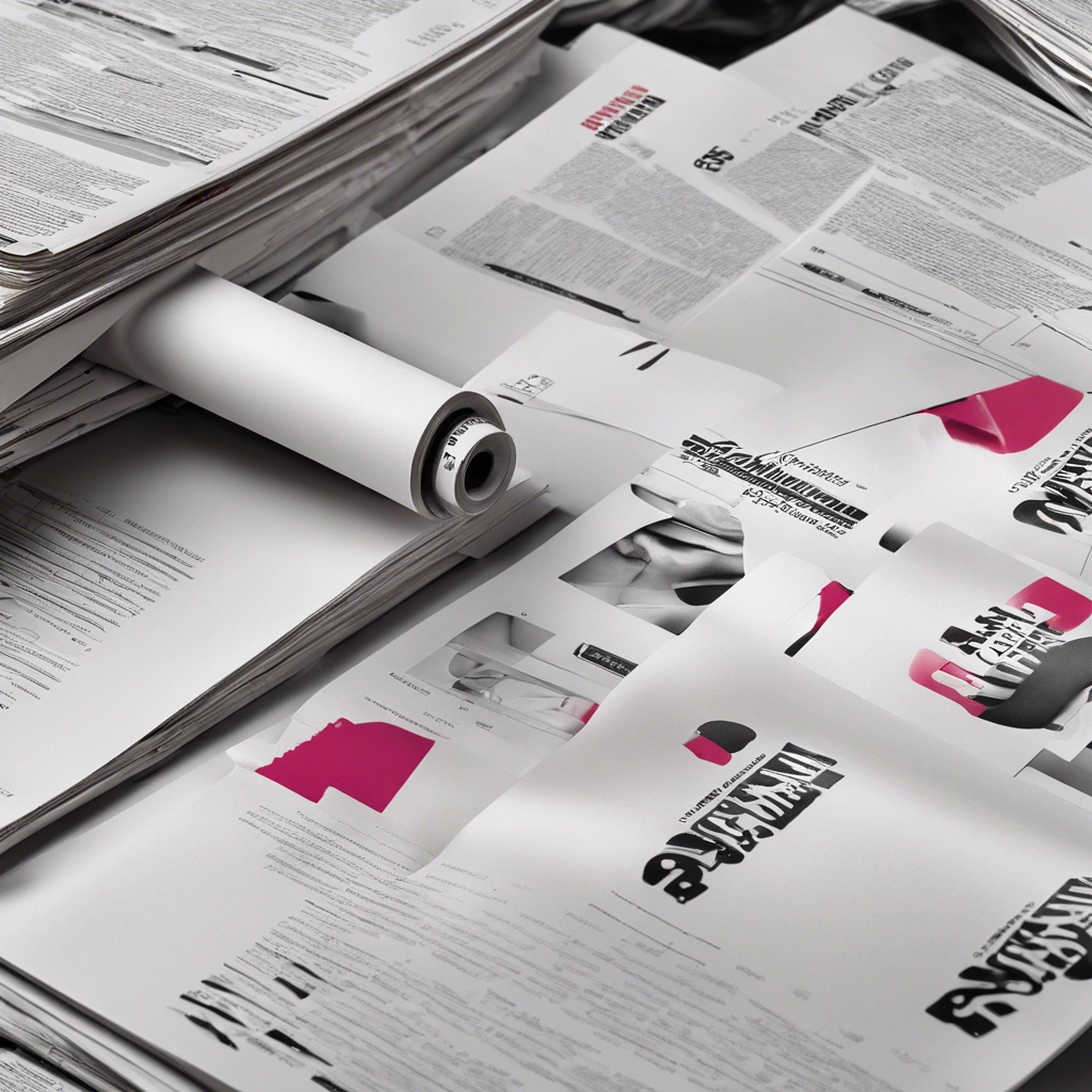 Arbeitsplatz mit Farbfächern und fertigen Druckprodukten